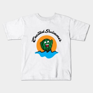 Excited swimmer, watermelon jump Kids T-Shirt